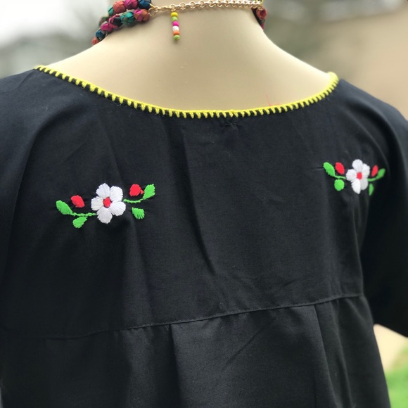 Authentic Mexican Floral Embroidered Dress  - Picture 4 of 7